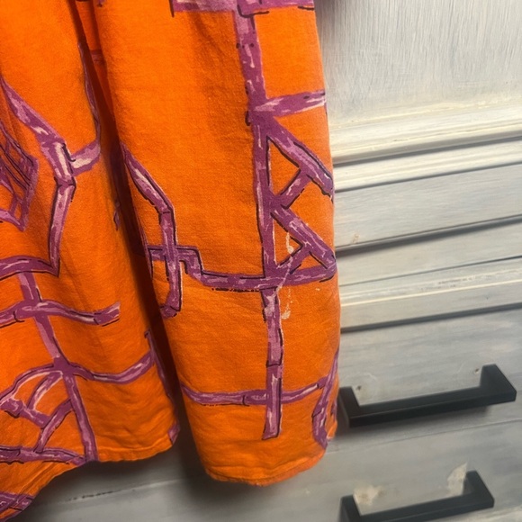 Jude Connally Faith Tiered Cotton Dress Orange Purple Bamboo‎ Lattice - Picture 6 of 10